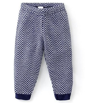 Babyhug Winter Wear Full Length Fleece & Woollen Pyjama Wave Design - Multicolour