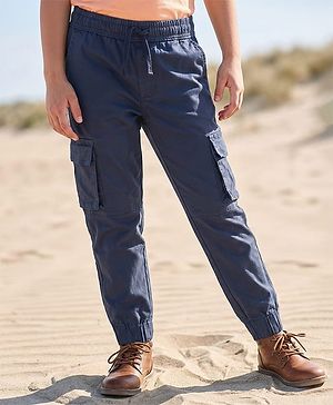 Pine Kids Cotton Full Length Lounge Pants Solid Colour - Navy Blue