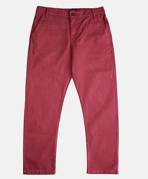 Buy Kate & Oscar Solid Side Pocket Slim Fit Cargo Pant Maroon for