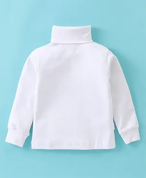 Teddy Cotton Knit Full Sleeves Solid Colour T-Shirt - Off White