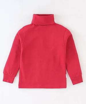 Teddy Cotton Full Sleeves T-Shirt With Solid Colour - Red