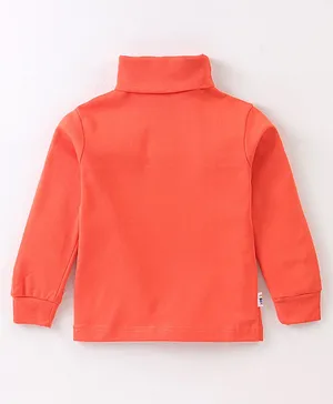 Teddy Cotton Knit Full Sleeves Solid Colour T-Shirt - Red