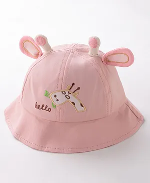 Babyhug Free Size Bucket Hat with Giraffe Details - Pink