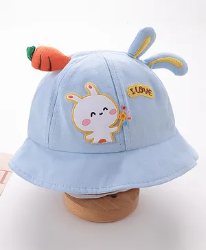 Babyhug Free Size Bucket Hat with Bunny Details - Blue