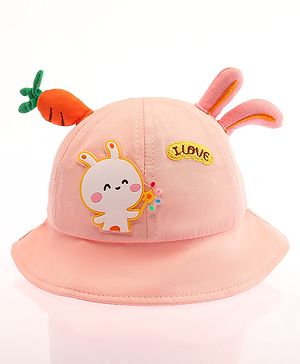 Babyhug Bucket Hat Bunny Design Pink - Diameter 17 cm