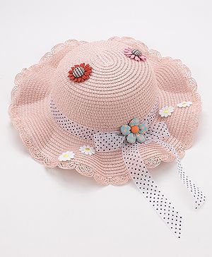 Babyhug Straw Hat Floral Design - Pink