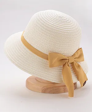 Babyhug Straw Hat Bow Design - White