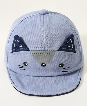 Babyhug Free Size Baseball Cap with Fox Detailing -  Blue