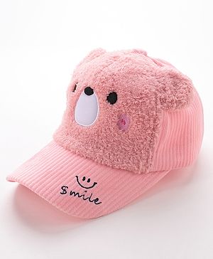 Babyhug Free Size Bucket Cap with Teddy Detailing -  Pink