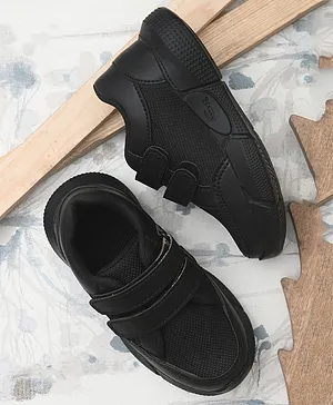 Steprite Double Velcro Clouser Unisex School Shoes - Black