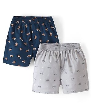 Pine Kids 100% Cotton Woven Boxers With Chitah & Cycle Print Pack Of 2 (Colour May Vary)