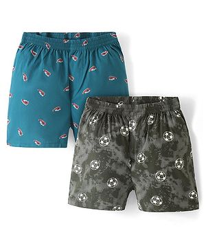 Pine Kids Cotton Woven Inner Wear & Thermals Boxers With Shoe & Football Print Pack Of 2 (Colour May Vary)