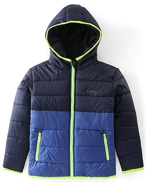 Pine Kids Full Sleeves Cut and Sew Medium Winter Jacket - Navy and Royal Blue