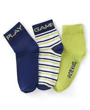Pine Kids Spandex Ankle Length Stripes Design Socks Pack of 3 - Multicolour