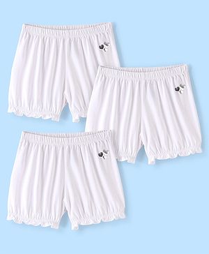 Pine Kids Cotton Spandex Mid Thigh Solid Hipster Bloomer - White