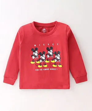 Bodycare Cotton Knit Full Sleeves T- Shirt Mickey Mouse Print - Crimson Red