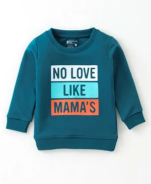 Bodycare Cotton Knit Full Sleeves Text Print T-Shirt - Caribbean Blue