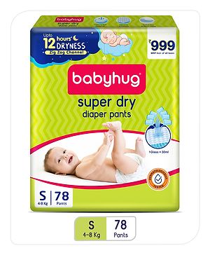 Babyhug Super Dry Pant Style Diapers Small (S) Size - 78 Pieces