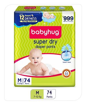 Babyhug Super Dry Pant Style Diaper Medium (M) Size - 74 Pieces
