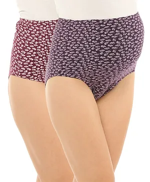 Bella Mama Cotton Elastane High Coverage Panties Floral Print Pack of 2 (Color May Vary)