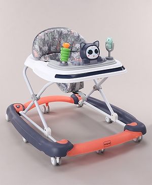 Babyhug Bunny Face 2 In 1 Walker Cum Rocker With 3 Level Adjustable Height & Musical Play Tray With Light  -Blue