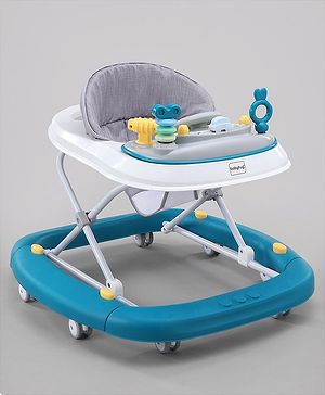 Babyhug 2 In 1 Multifunctional Baby Walker Cum Rocker With 3 Level Height Adjustment & Musical Play Tray - Blue