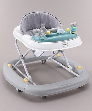 Babyhug 2 In 1 Multifunctional Baby Walker Cum Rocker With 3 Level Height Adjustment & Musical Play Tray - Grey