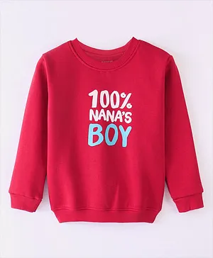 Bodycare Cotton Knit Full Sleeves Sweatshirt Text Print - Red