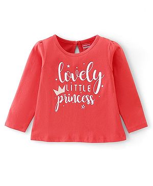 Babyhug Cotton Knit Full Sleeves T-Shirt with Text Graphics Print - Pink