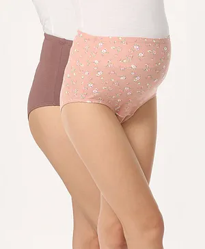 Bella Mama Cotton Elastane High Coverage Panties Pack of 2 (Color and Print May Vary)