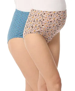 Bella Mama Cotton Elastane High Coverage Floral Printed Panties Pack of 2 (Colour May Vary)