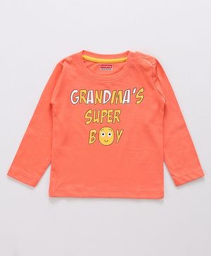 Babyhug 100% Cotton Knit Full Sleeves T-Shirt with Panda Graphics Print - Light Red