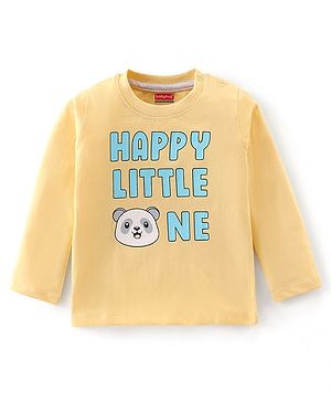 Babyhug Cotton Knit Full Sleeves T-Shirt with Panda Print - Yellow