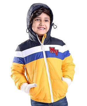 Babyhug Full Sleeves Hooded Quilted Jacket - Yellow