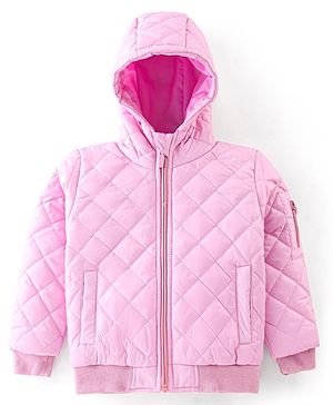 Babyhug Full Sleeves Hooded Quilted Jacket - Pink