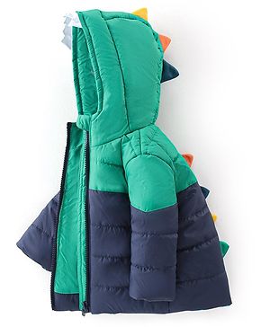 Babyhug Full Sleeves Hooded Quilted Jacket - Blue