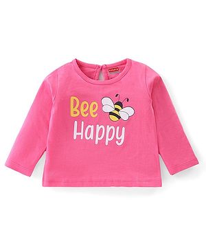 Babyhug 100% Cotton Full Sleeves Bee Graphics Printed T-Shirt - Pink
