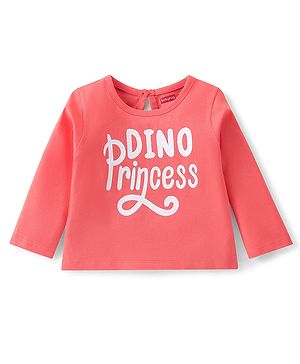 Babyhug Cotton Knit Full Sleeves Text Printed  T-Shirt - Light Pink