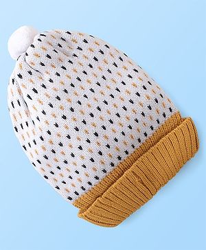 Babyhug Cap White & Brown - Diameter 12 cm