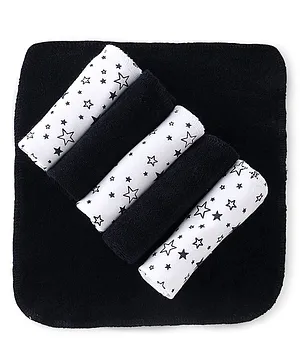 Babyhug Hand and Face Towel Pack of 6 L 30 X H 30 cm - Black & White