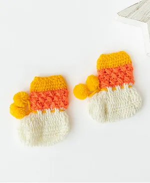 The Original Knit  Colour Blocked Unisex Booties - Off White & Orange