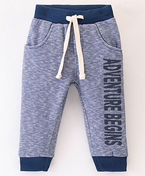 Ollypop Fleece Full Length Text Printed Lounge Pant - Navy Blue