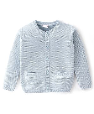 Babyhug Full Sleeves Front Open Sweaters - Blue