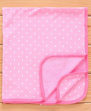 Babyhug Terry Knit Towel with Polka Dot Print L 76.2 X B 76.2 cm- Pink