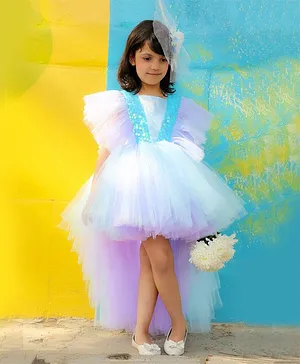 Foreverkidz Sleeveless Soft tulle net  Dress For Girls - Blue  & Lavender