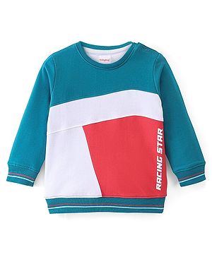 Babyhug 100% Cotton Knit Full Sleeves Sweatshirt With Text Graphics - Multicolor