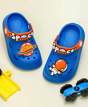 Yellow Bee Space & Astronaut Theme Detailed Clogs - Blue