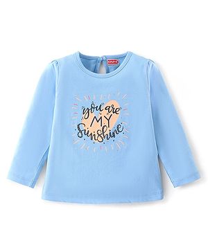 Babyhug Cotton Knit Full Sleeves T-Shirt Text Printed - Blue