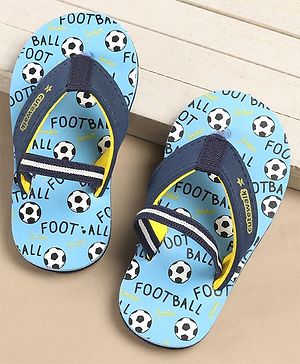 Cute Walk by Babyhug Slip Flop Flops with Back Strap & Football Print - Blue