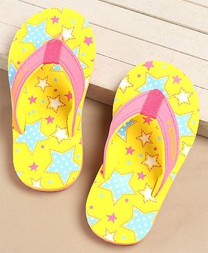 Cute Walk by Babyhug Slip On Flip Flops Stars Print- Yellow